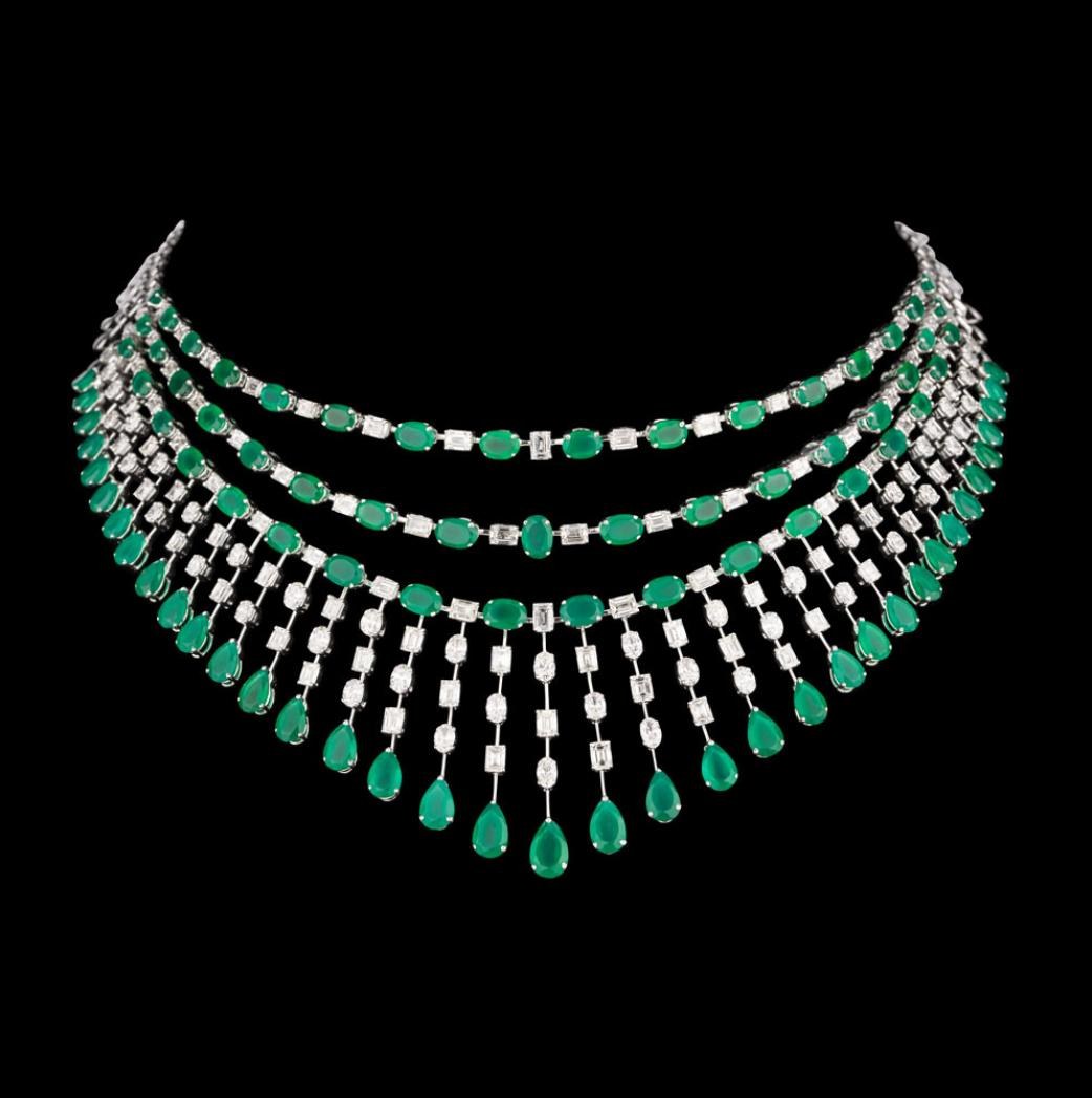 Esmee Emerald Necklace — 18K white gold necklace by Nyce Designz