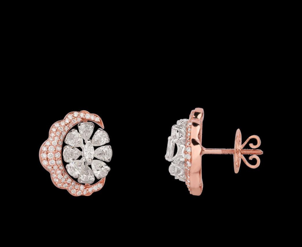 Verena Diamond Earrings — 18K two-tone gold (rose & white) earrings by Nyce Designz