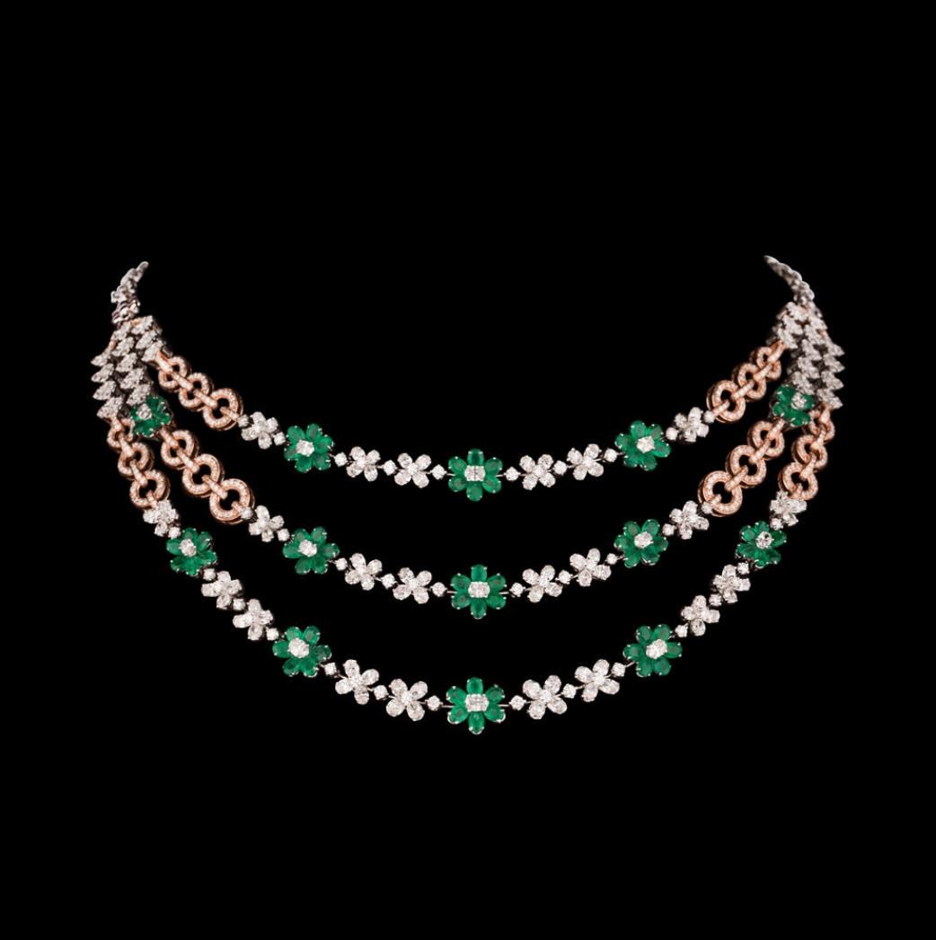 Seraphine Emerald Necklace — 18K rose gold necklace by Nyce Designz
