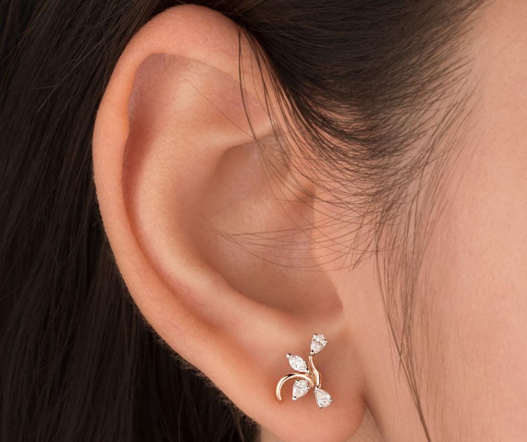 Honorine Diamond Earrings — 18K two-tone gold earrings by Nyce Designz