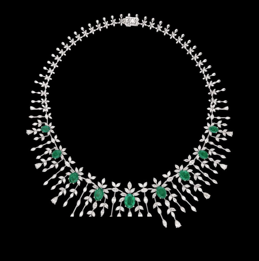 Danae Emerald Necklace — 18K white gold necklace by Nyce Designz