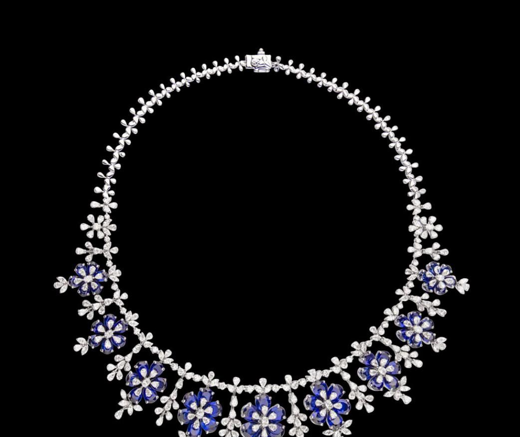 Zephyrine Sapphire Necklace — 18K white gold necklace by Nyce Designz