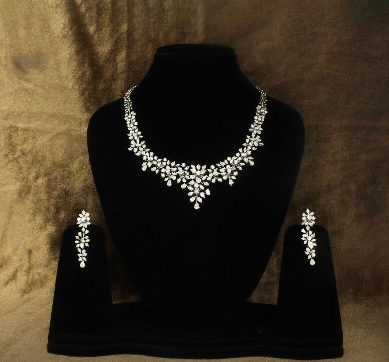Marisol Bridal Necklace Set — 18K white gold necklace set by Nyce Designz