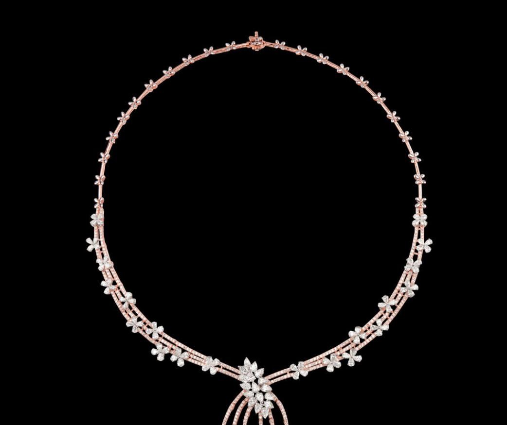Sylvine Diamond Necklace — 18K two-tone gold (rose & white) necklace by Nyce Designz
