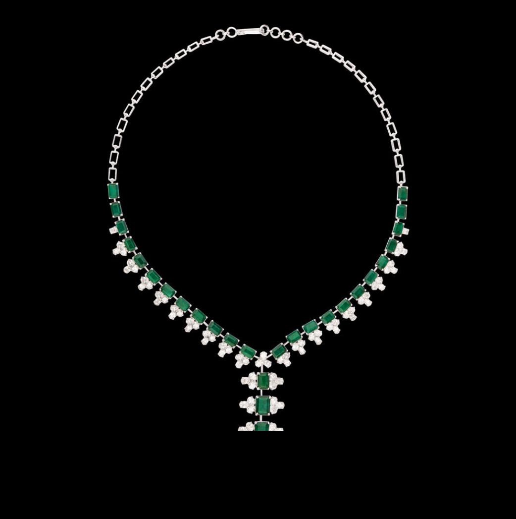 Amarante Emerald Necklace — 18K white gold necklace by Nyce Designz