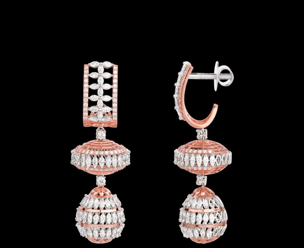 Delphine Diamond Earrings — 18K two-tone gold (white & rose) earrings by Nyce Designz