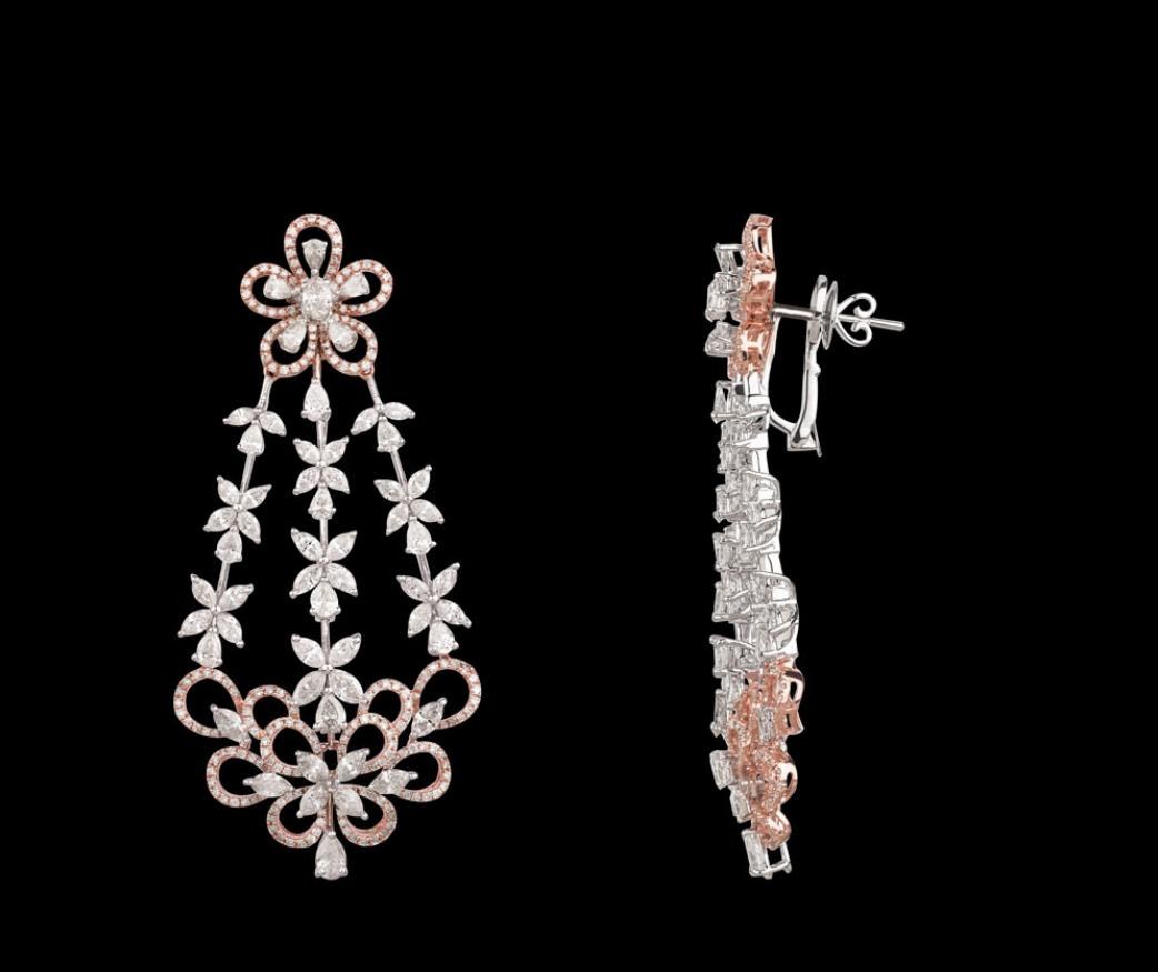 Opaline Diamond Earrings — 18K two-tone gold (white & rose) earrings by Nyce Designz
