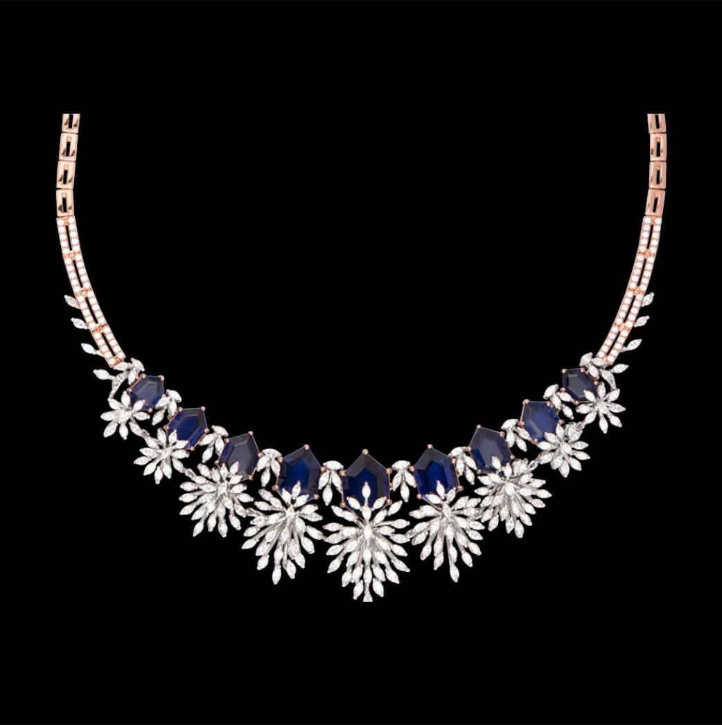 Ysoline Sapphire Necklace — 18K white gold necklace by Nyce Designz