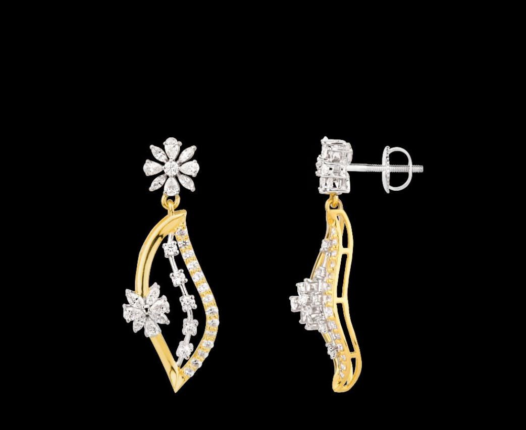 Fiora Diamond Earrings — 18K two-tone gold (white & yellow) earrings by Nyce Designz