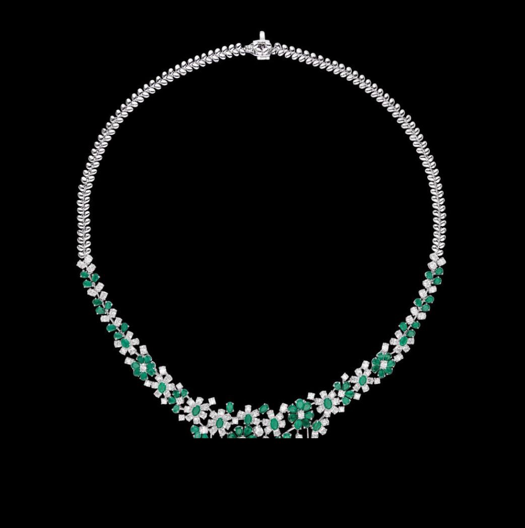 Tatienne Emerald Necklace — 18K white gold necklace by Nyce Designz