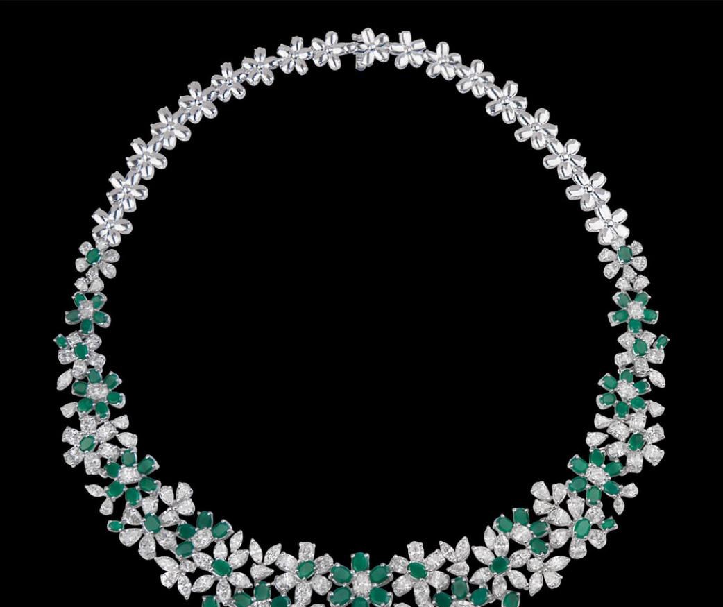 Katriane Emerald Necklace — 18K white gold necklace by Nyce Designz