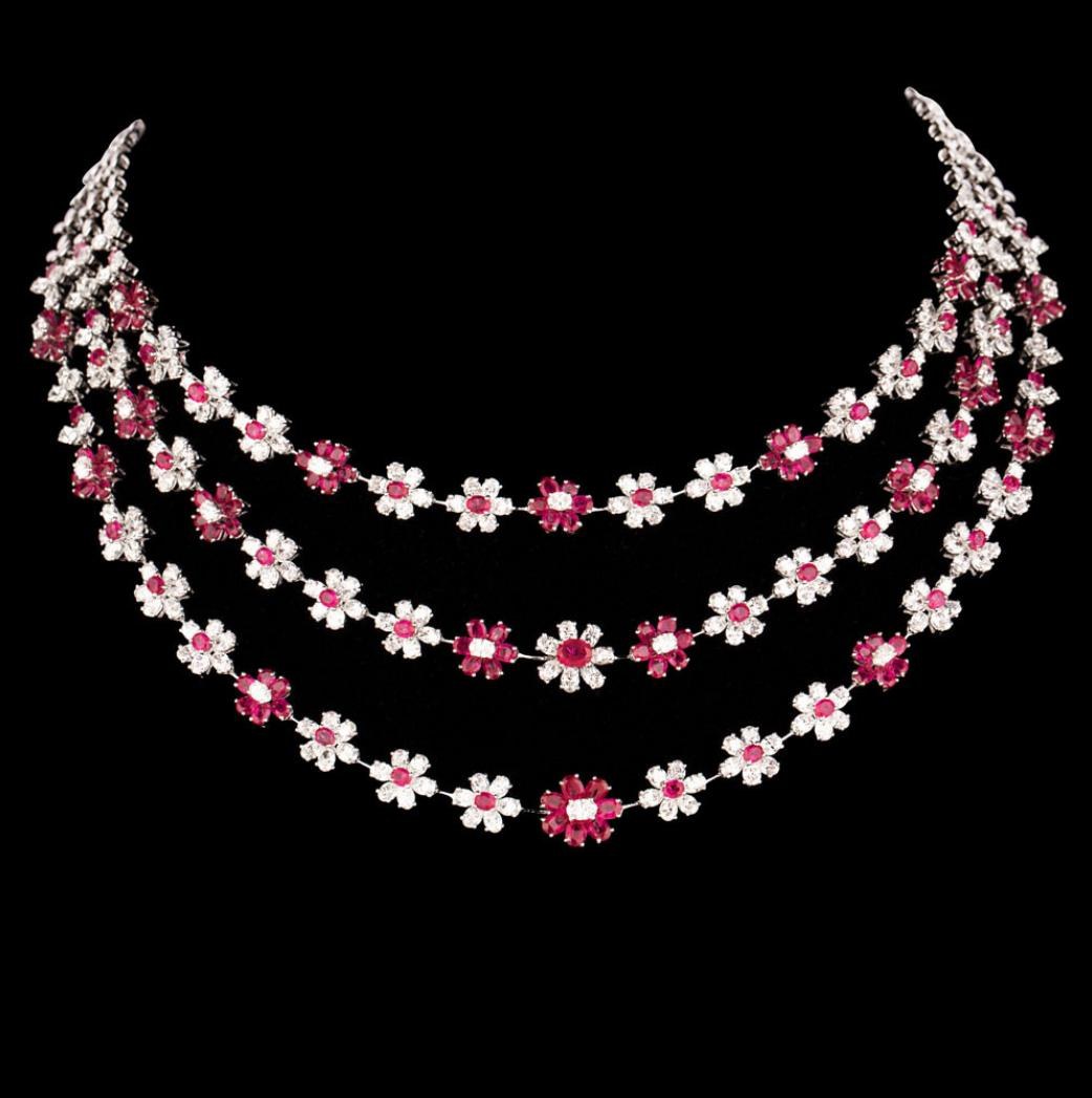 Zaria Ruby Necklace — 18K white gold necklace by Nyce Designz