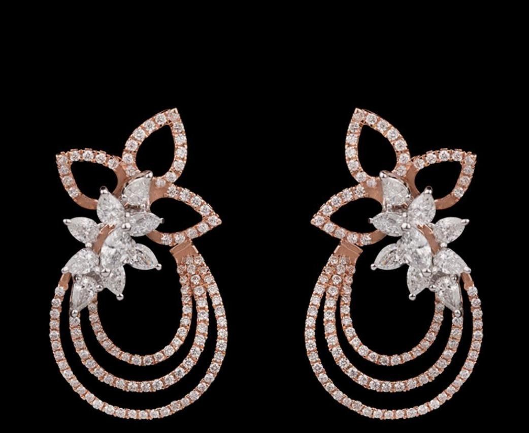 Nerissa Diamond Earrings — 18K two-tone gold (rose & white) earrings by Nyce Designz