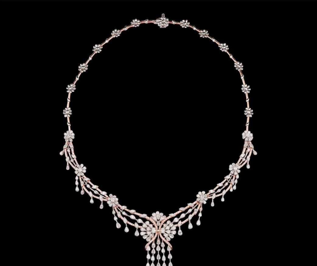 Josephine Diamond Necklace — 18K two-tone gold (white & rose) necklace by Nyce Designz