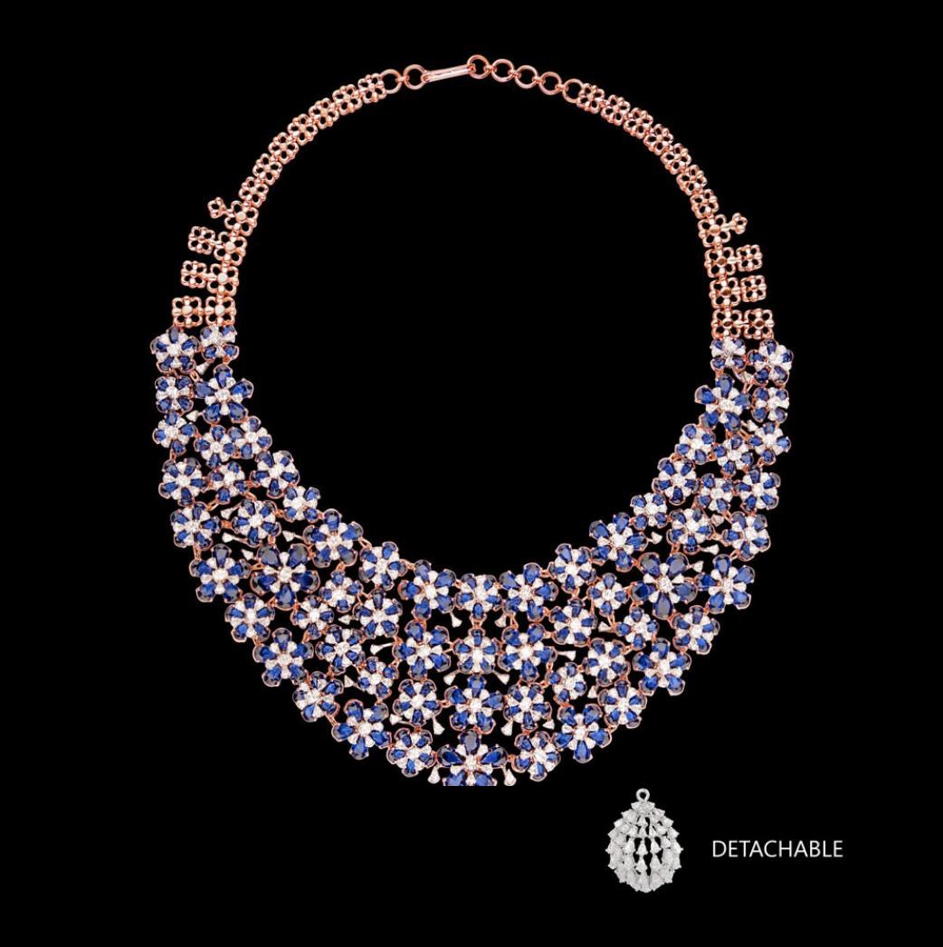 Uriella Sapphire Necklace — 18K rose gold necklace by Nyce Designz