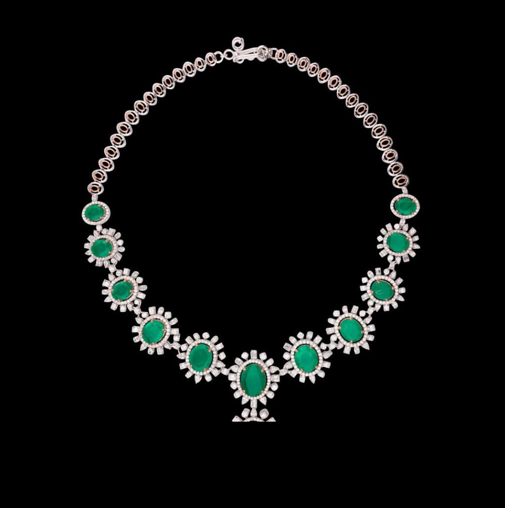 Jolienne Emerald Necklace — 18K white gold necklace by Nyce Designz