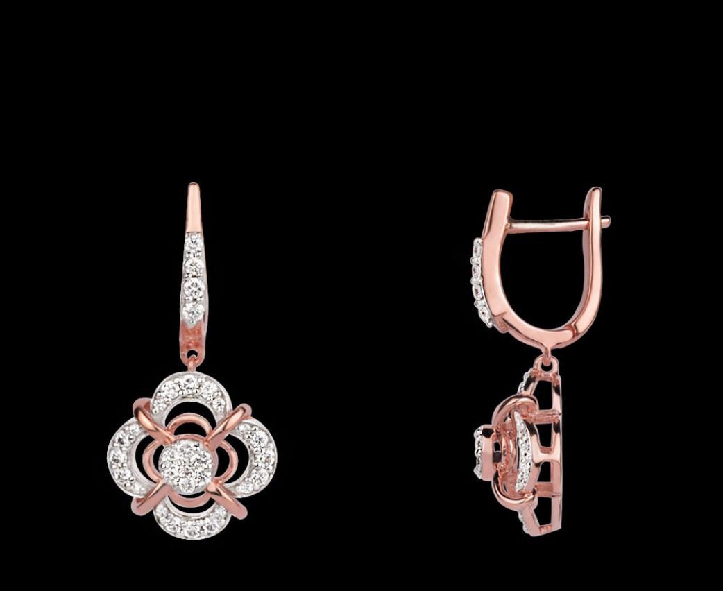 Emeline Diamond Earrings — 18K two-tone gold (rose & white) earrings by Nyce Designz