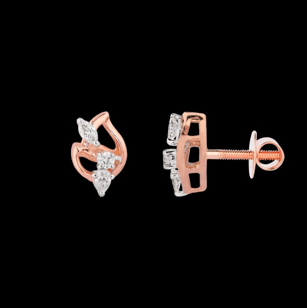 Helene Diamond Earrings — 18K rose gold earrings by Nyce Designz