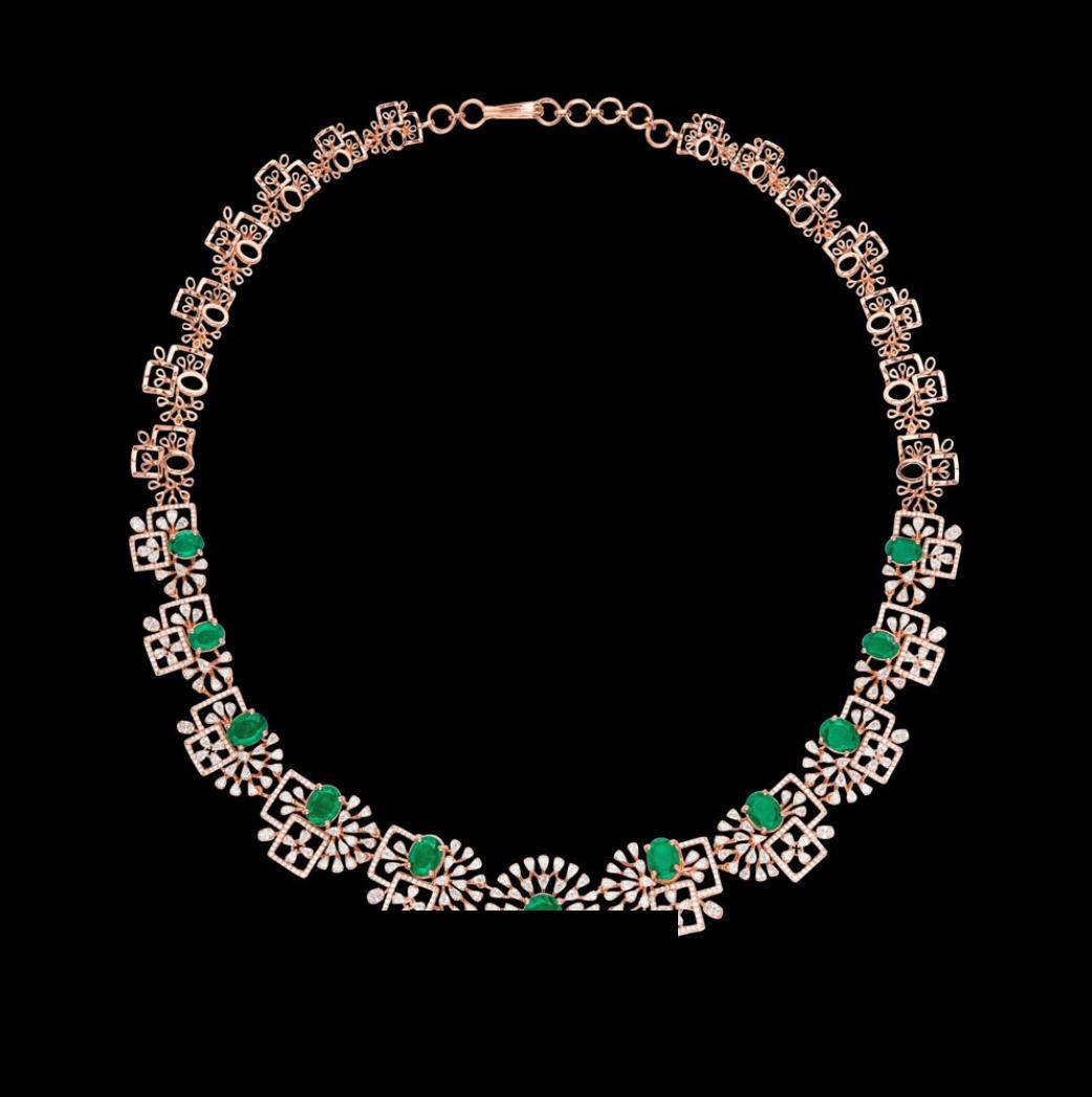 Nocturne Emerald Necklace — 18K rose gold necklace by Nyce Designz