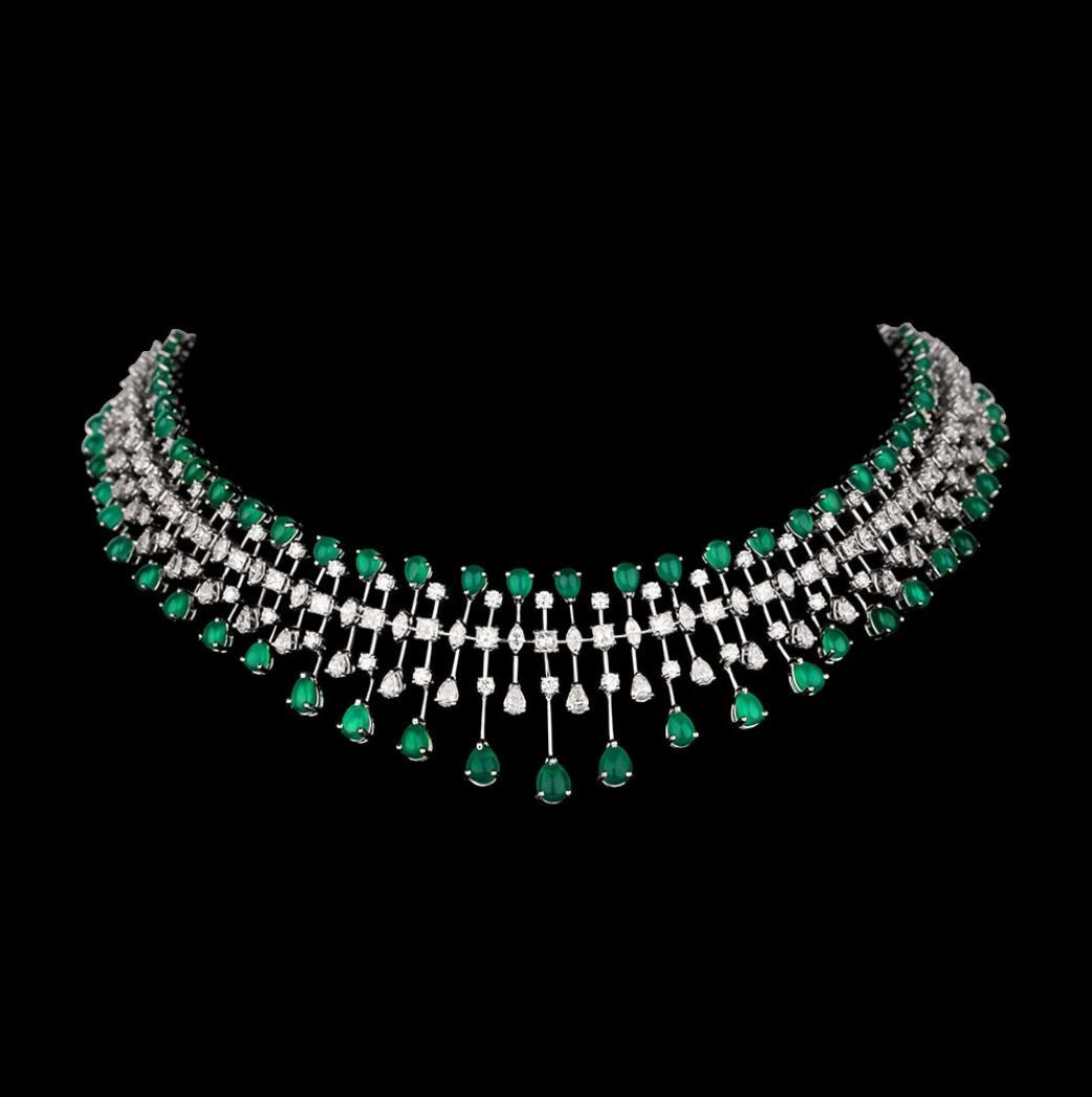 Heloise Emerald Necklace — 18K white gold necklace by Nyce Designz