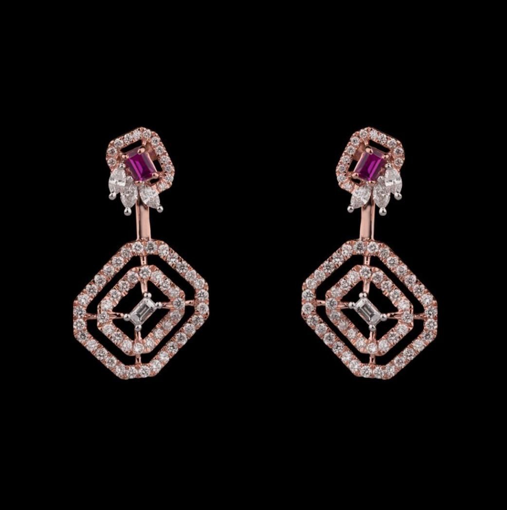 Orsina Diamond Earrings — 18K rose gold earrings by Nyce Designz
