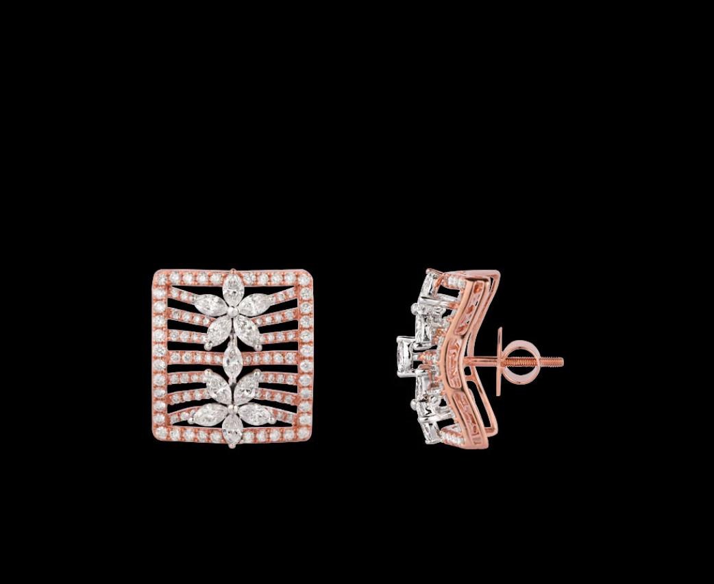 Calista Diamond Earrings — 18K two-tone gold (rose & white) earrings by Nyce Designz