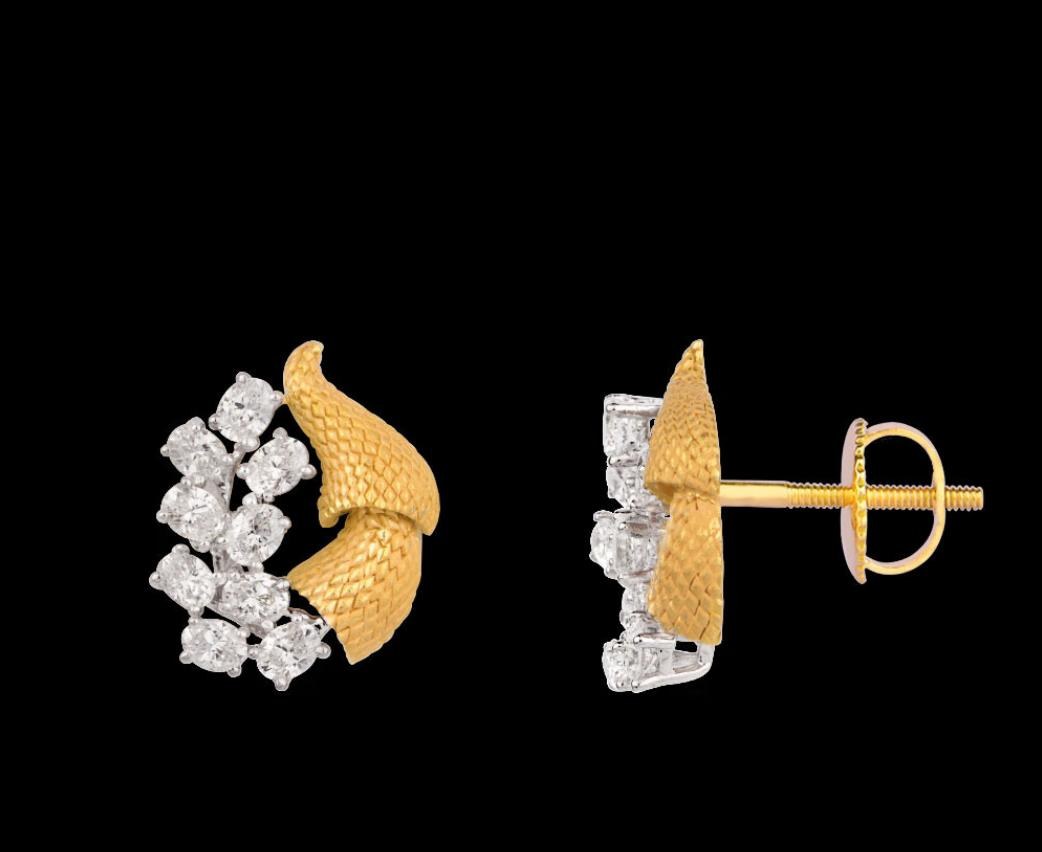 Giselle Diamond Earrings — 18K two-tone gold (yellow & white) earrings by Nyce Designz