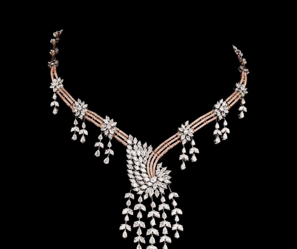 Estelle Diamond Necklace — 18K two-tone gold (white & rose) necklace by Nyce Designz