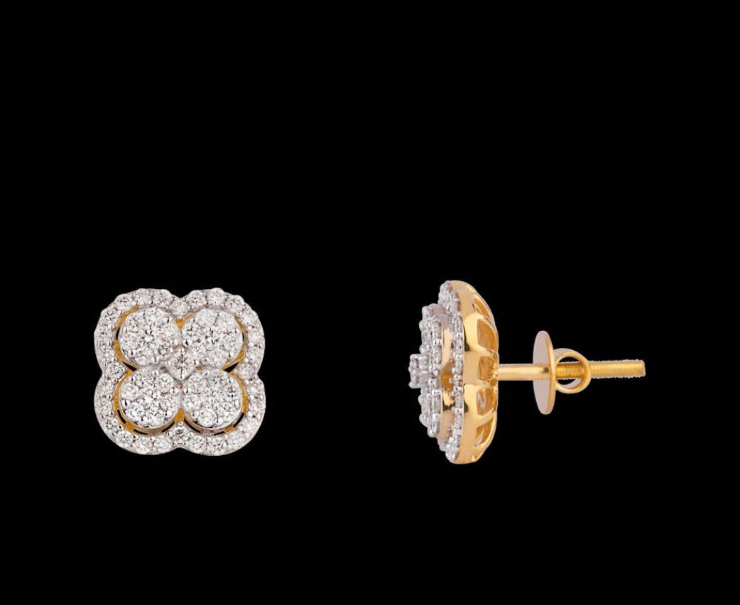 Lucienne Diamond Earrings — 18K two-tone gold (white & yellow) earrings by Nyce Designz