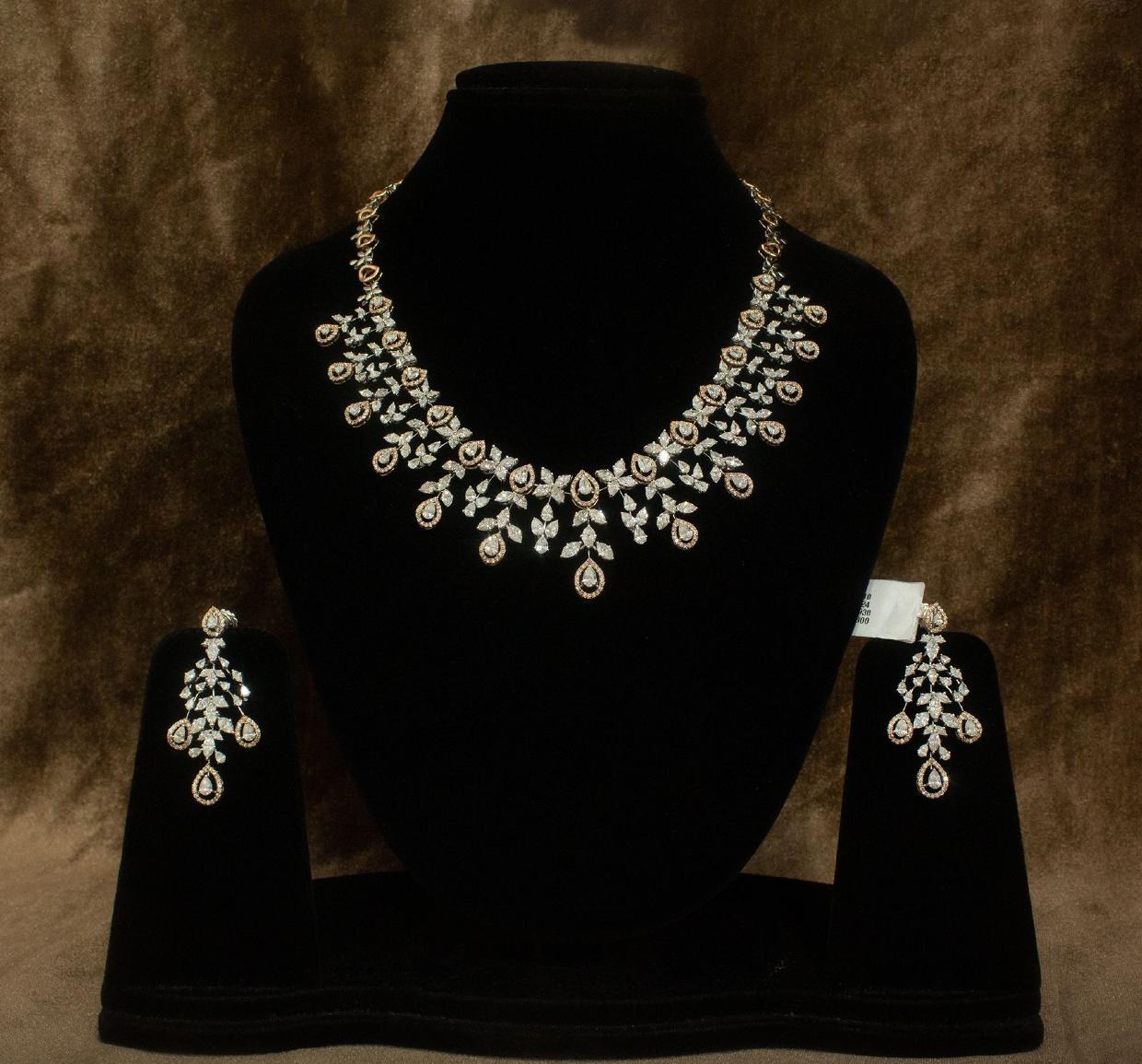 Lucienne Bridal Necklace Set — 18K white gold necklace set by Nyce Designz