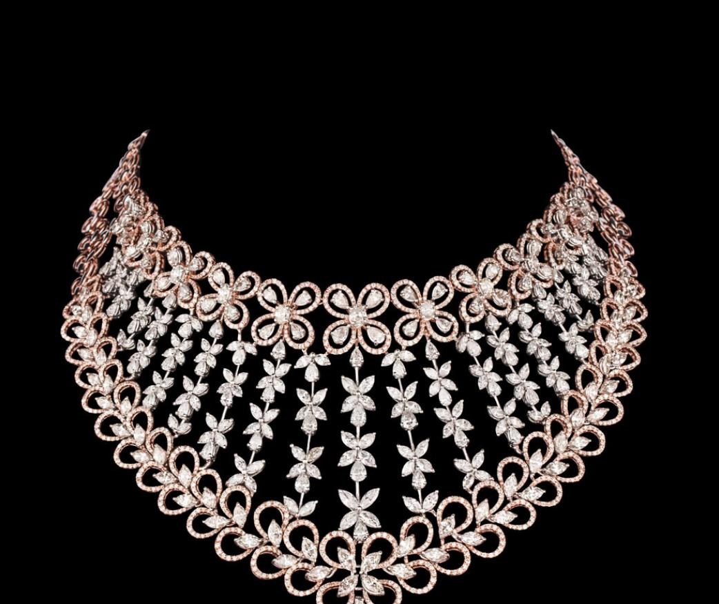 Ondine Diamond Necklace — 18K two-tone gold (white & rose) necklace by Nyce Designz