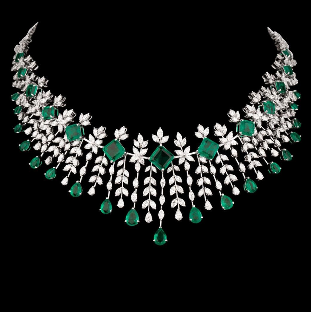 Zelie Emerald Necklace — 18K white gold necklace by Nyce Designz
