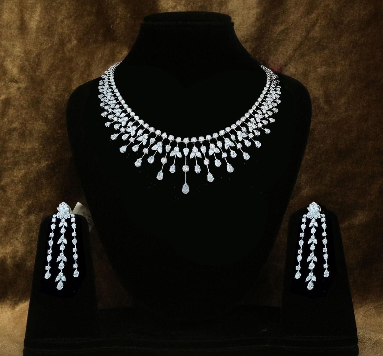 Amarante Bridal Necklace Set — 18K white gold necklace set by Nyce Designz