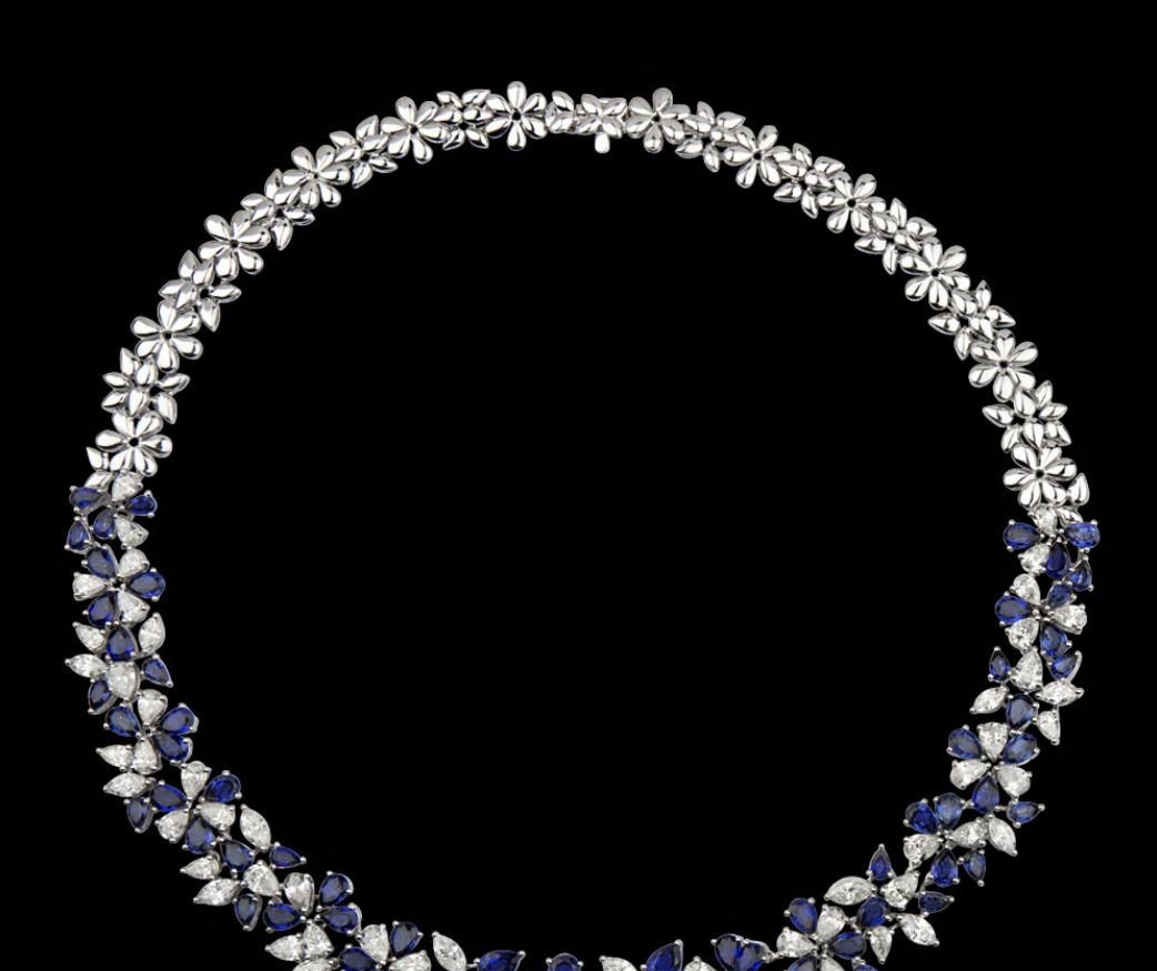 Kamille Sapphire Necklace — 18K white gold necklace by Nyce Designz