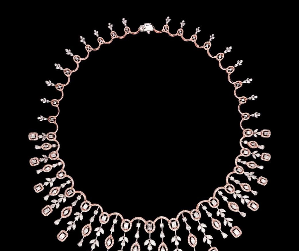 Violette Diamond Necklace — 18K two-tone gold (rose & white) necklace by Nyce Designz