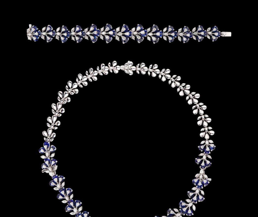 Duchesse Sapphire Necklace — 18K white gold necklace by Nyce Designz