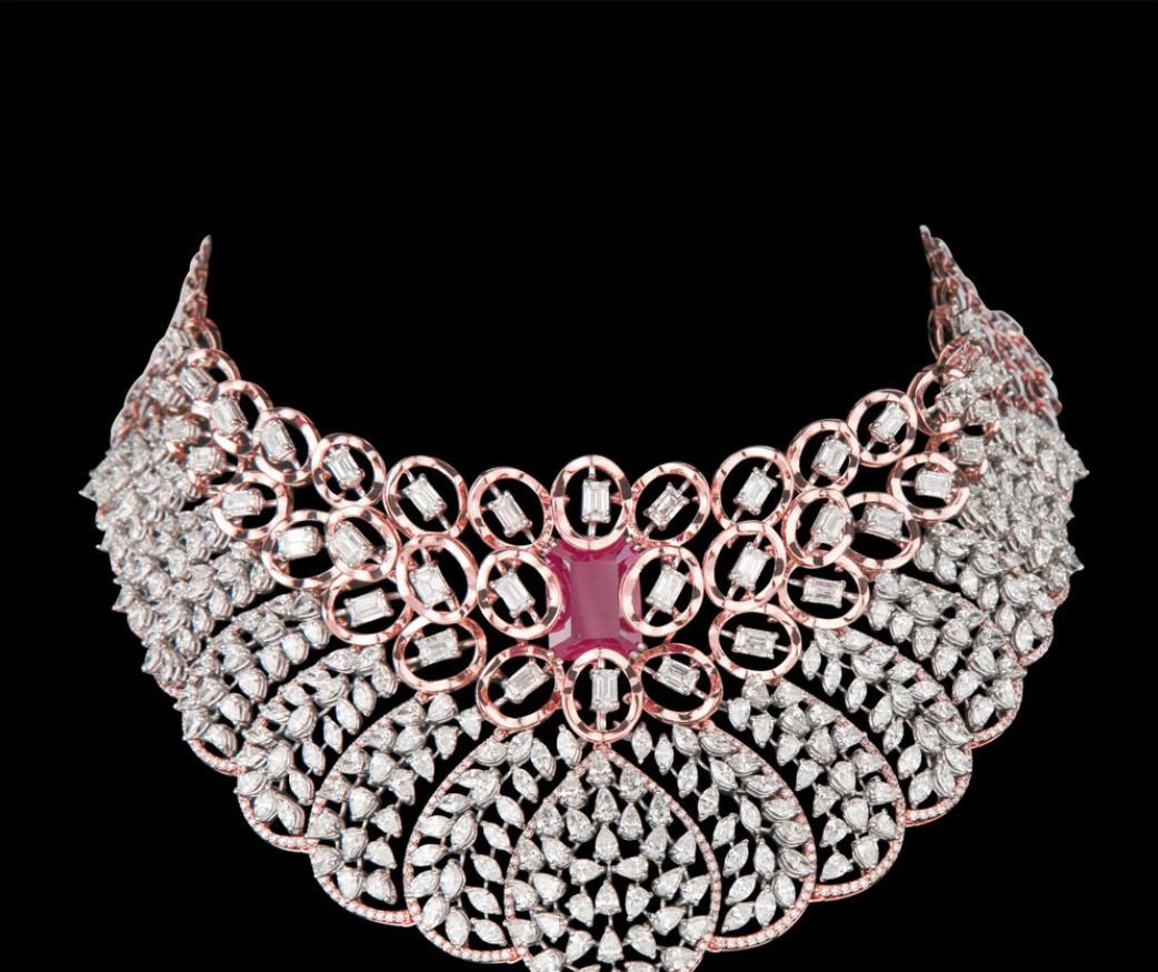 Delphine Diamond Necklace — 18K two-tone gold (white & rose) necklace by Nyce Designz