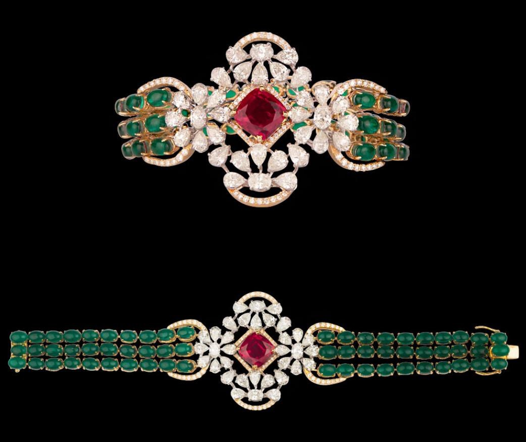 Belisse Emerald Bracelet — 18K two-tone gold (yellow & white) bracelet by Nyce Designz
