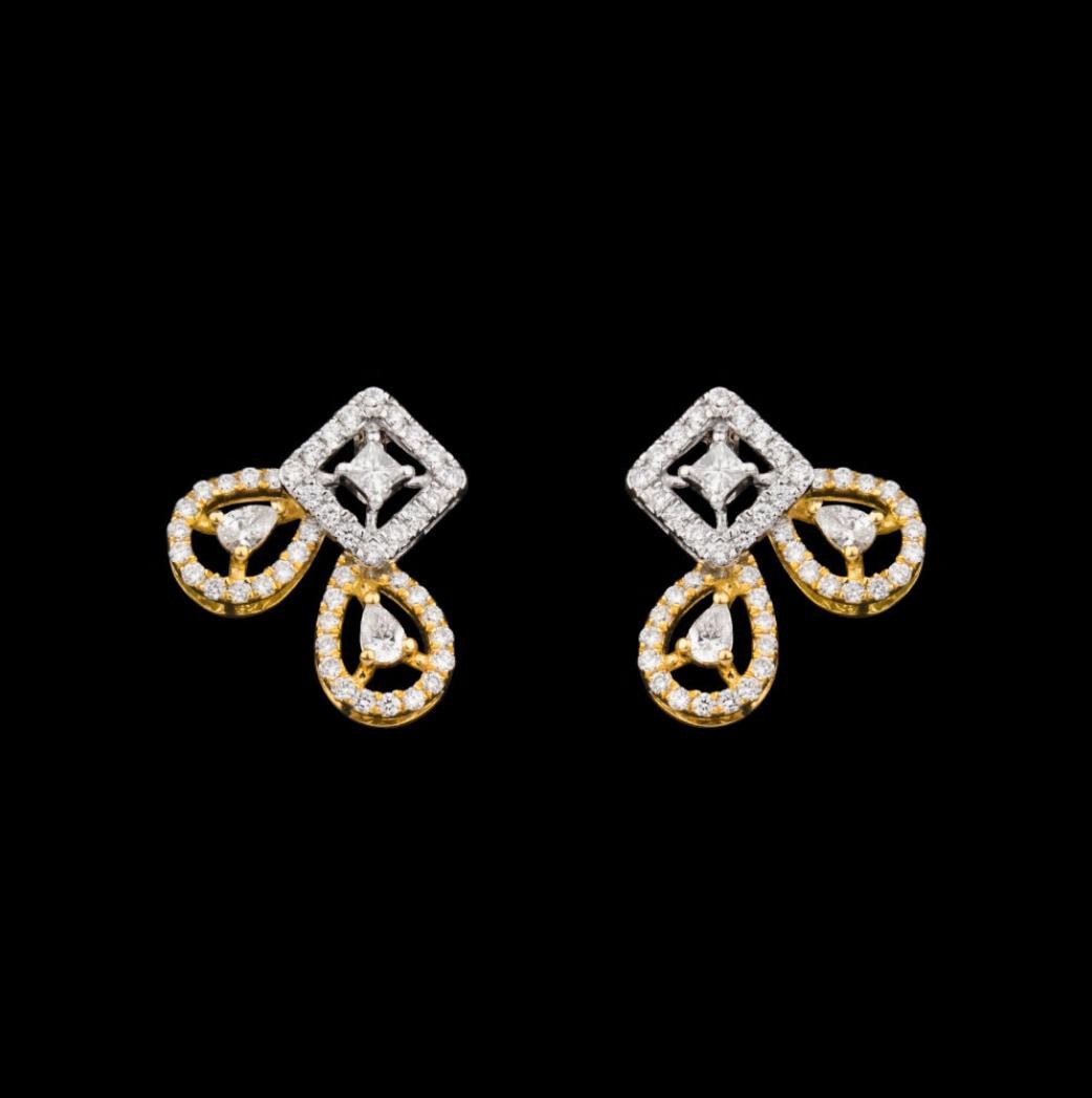 Regina Diamond Earrings — 18K two-tone gold earrings by Nyce Designz