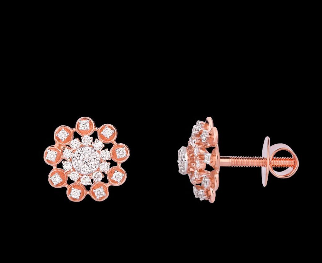 Thalia Diamond Earrings — 18K two-tone gold (rose & white) earrings by Nyce Designz