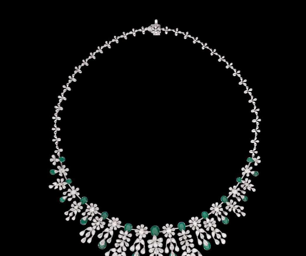 Coralie Emerald Necklace — 18K white gold necklace by Nyce Designz