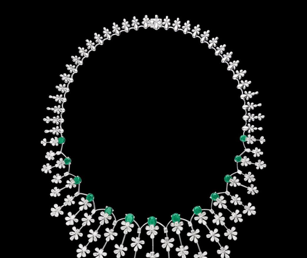 Divine Emerald Necklace — 18K white gold necklace by Nyce Designz