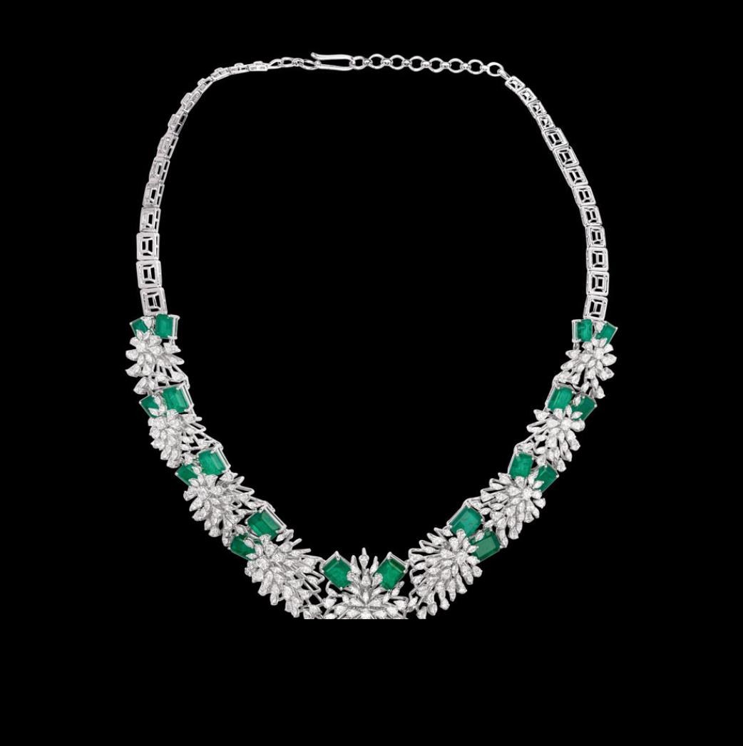 Eulalie Emerald Necklace — 18K white gold necklace by Nyce Designz