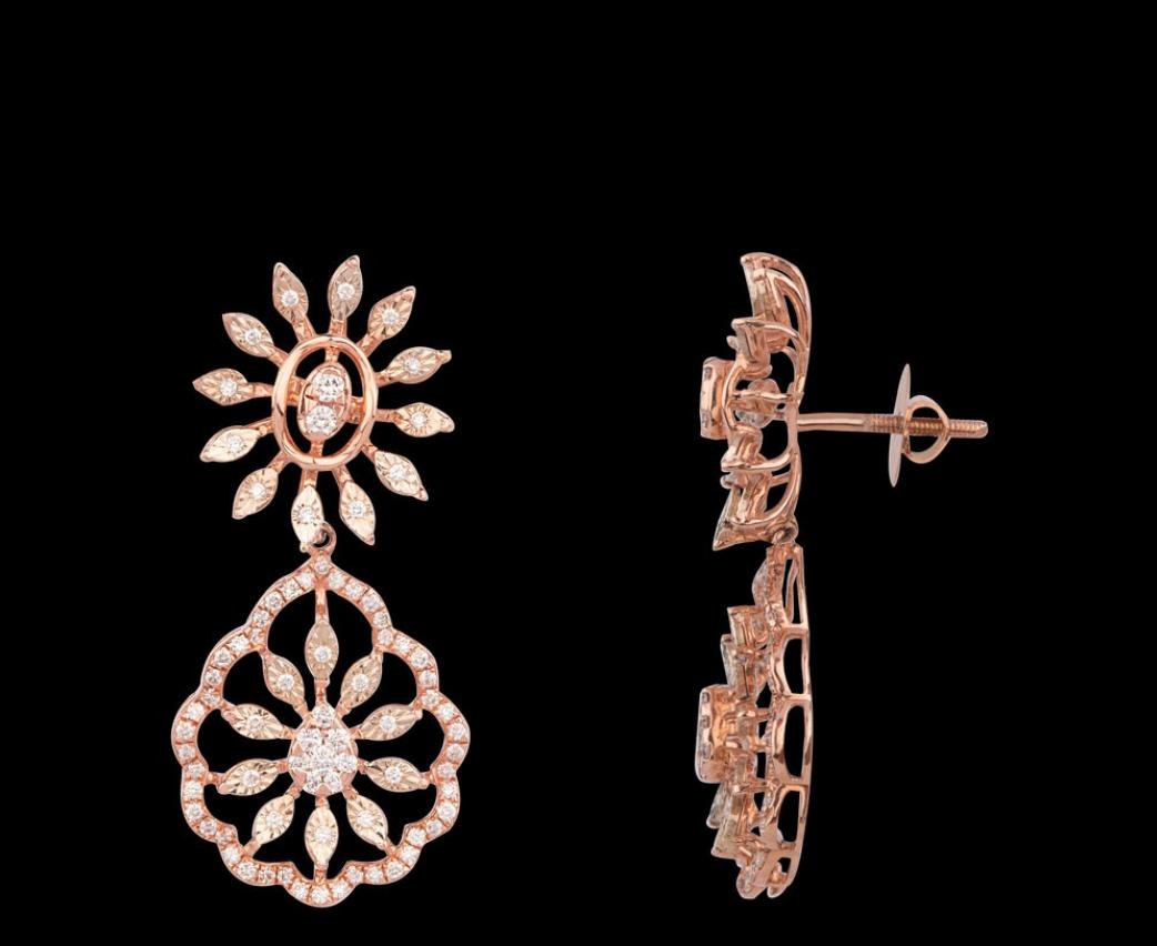 Yvaine Diamond Earrings — 18K two-tone gold (rose & yellow) earrings by Nyce Designz