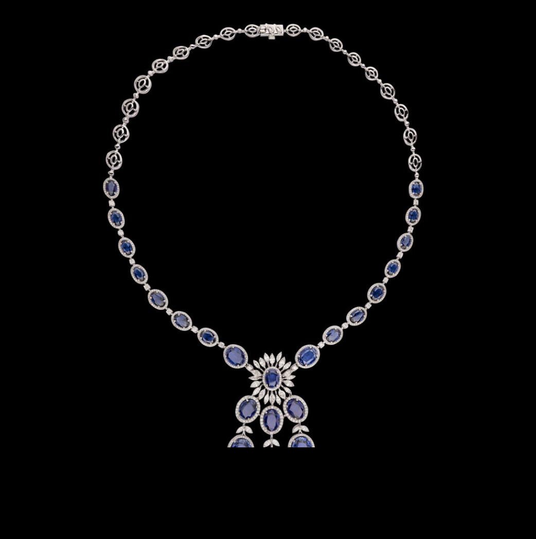 Lisette Sapphire Necklace — 18K white gold necklace by Nyce Designz