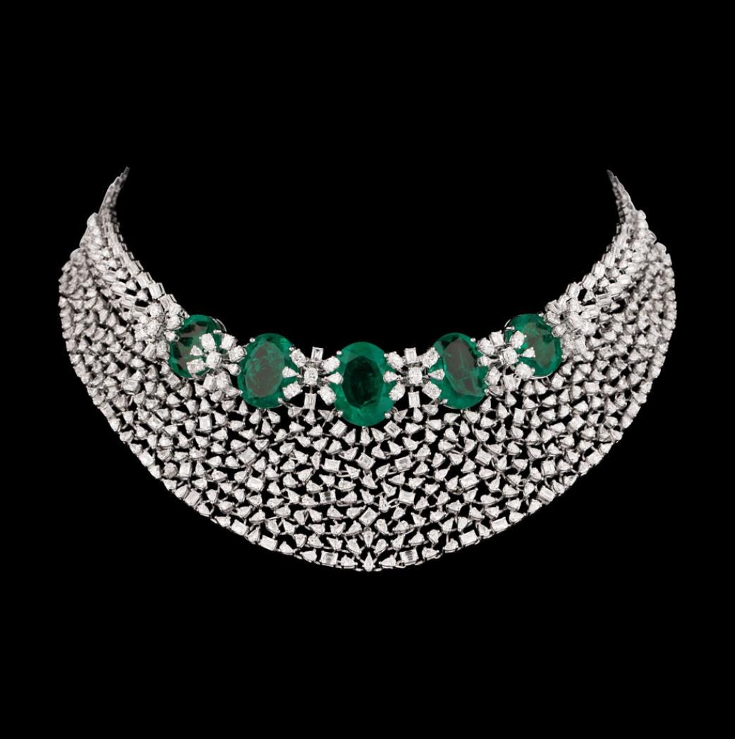 Fantine Emerald Necklace — 18K white gold necklace by Nyce Designz