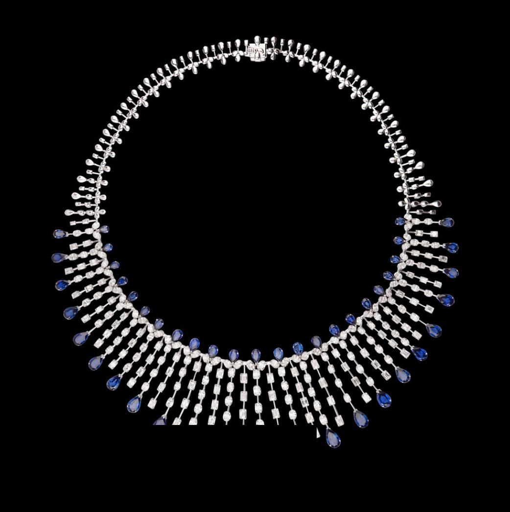 Octavie Sapphire Necklace — 18K white gold necklace by Nyce Designz