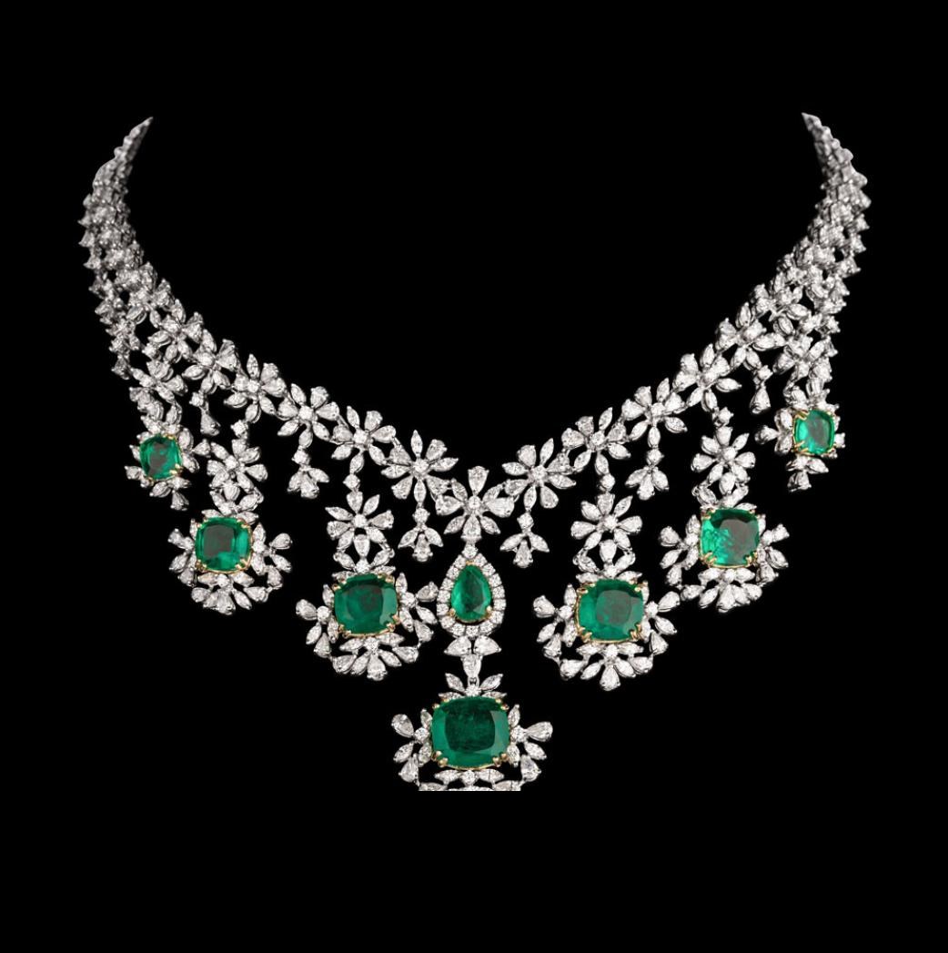 Regina Emerald Necklace — 18K white gold necklace by Nyce Designz