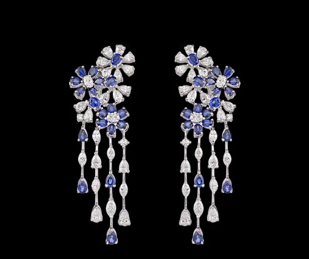 Honorine Sapphire Earrings — 18K white gold earrings by Nyce Designz