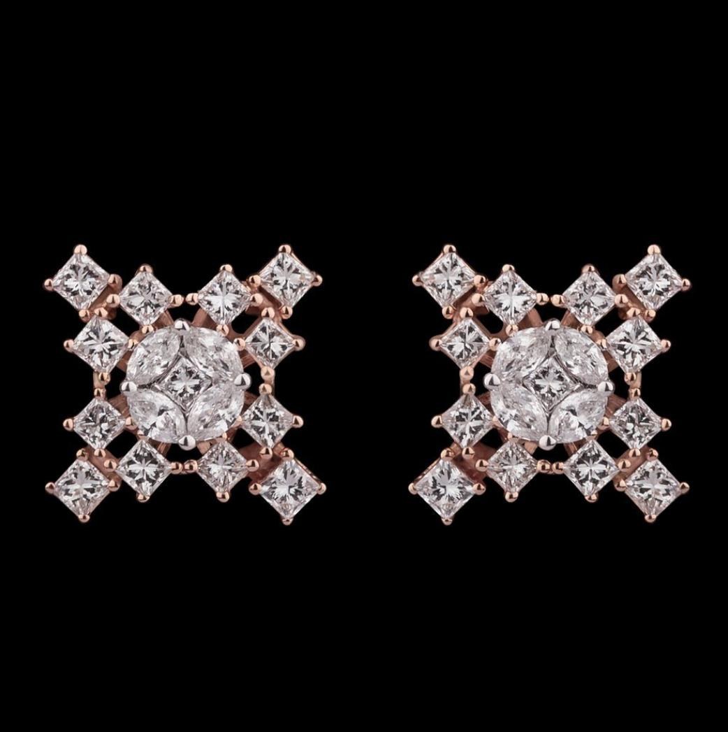 Tatienne Diamond Earrings — 18K rose gold earrings by Nyce Designz